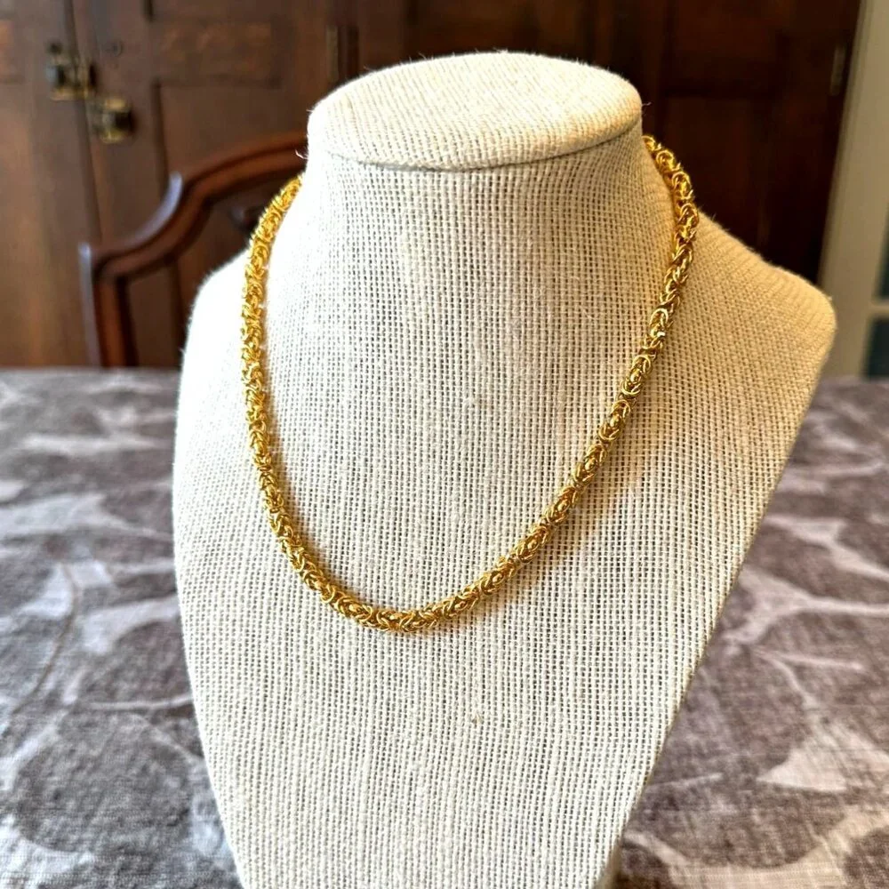 Premier Designs Gold-Tone Byzantine Chain Necklace 15-18" Adjustable Chunky - Picture 1 of 7